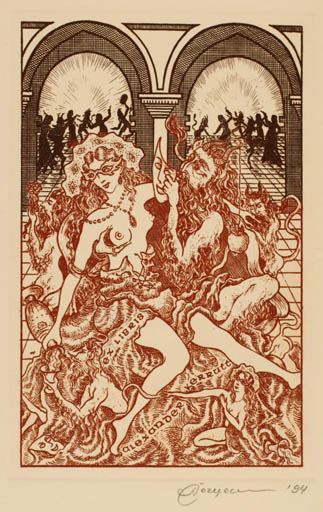 Exlibris by Natalija Chernetsova from Latvia for Alexander Kerrutt - 