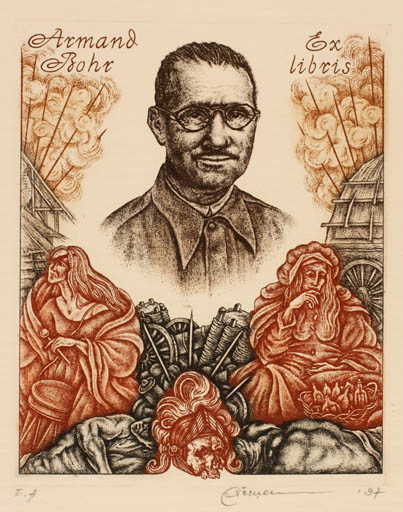 Exlibris by Natalija Chernetsova from Latvia for Armand Bohr - Man Portrait 