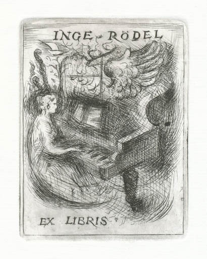 Exlibris by Virgilio Tramontin from Italy for Inge Rödel - Music 