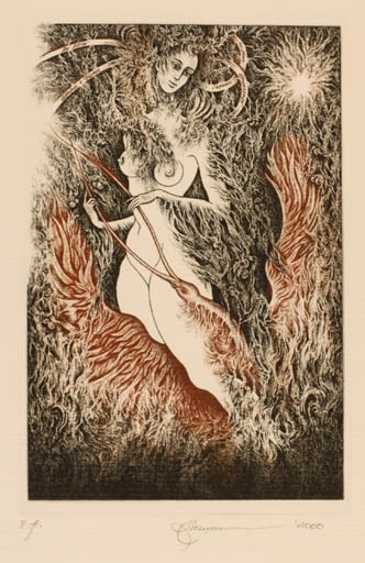 Exlibris by Natalija Chernetsova from Latvia for ? ? - Woman Nude 