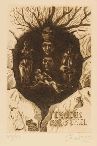 Exlibris by Jürgen Czaschka from Germany for Doris Thiel - 