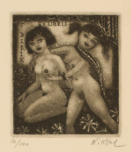 Exlibris by Patricia Nik-Dad from France for Francis Dirix - Erotica 