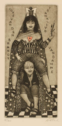 Exlibris by Patricia Nik-Dad from France for Frank-Ivo van Damme - Couple 