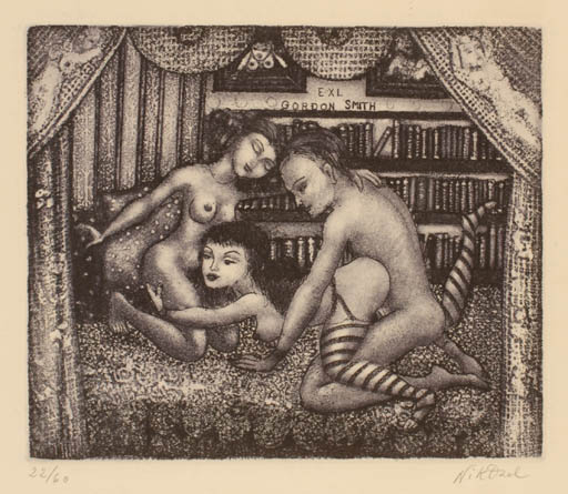 Exlibris by Patricia Nik-Dad from France for Gordon P. Smith - Erotica 