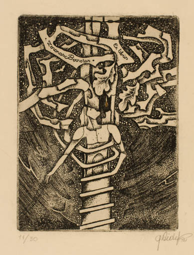 Exlibris by Grazina Didelyte from Lithuania for Zenonas Bernotas - Abstract Religion 