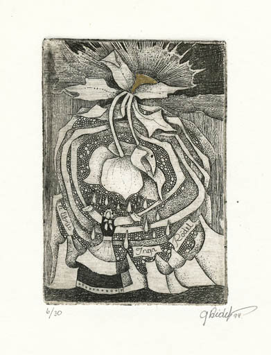 Exlibris by Grazina Didelyte from Lithuania for Inge Rödel - Flower Woman 