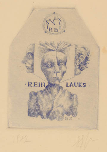 Exlibris by Stasys Eidrigevicius from Lithuania for Rein Lauks - Portrait 