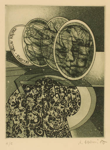 Exlibris by Milan Erazim from Czechoslovakia for Vaclav Krupka - Portrait 