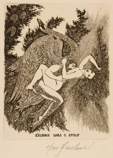 Exlibris by Vasyl Fenchak from Ukraine for Lars C. Stolt - Leda and the Swan 