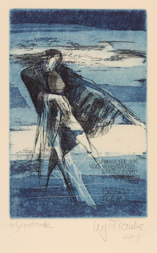 Exlibris by Regina Franke from Germany for Dr. E. M. Pfeiffer, - Angel 