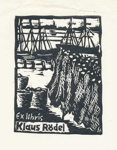 Exlibris by Kàroly Andrusko from Yugoslavia for Klaus Rödel - Maritime 