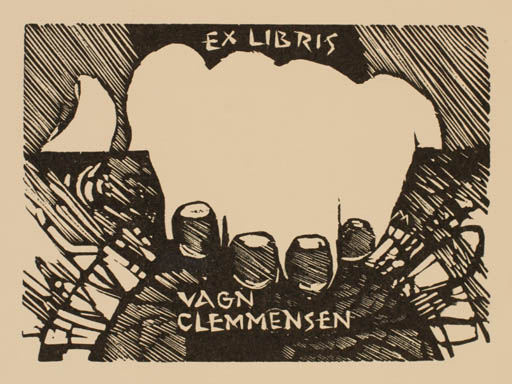 Exlibris by Martin R. Baeyens from Belgium for Vagn Åge Clemmensen - Hand(s) 