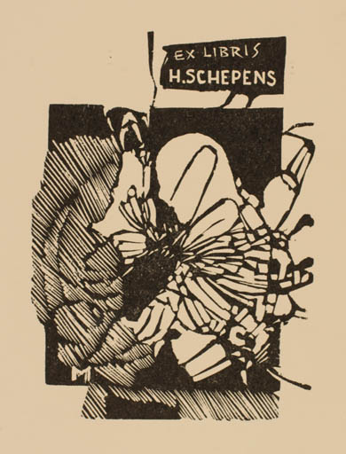 Exlibris by Martin R. Baeyens from Belgium for H. Schepens - Flower 