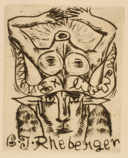 Exlibris by Olga Cechova from Czechoslovakia for G. Jan Rhebergen - Fairytale/fable Surrealism 