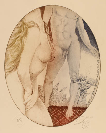 Exlibris by Olaf Gropp from Germany for Kaaro & Corrie Walaardt Sacre - Erotica 