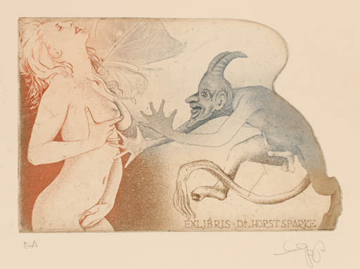 Exlibris by Olaf Gropp from Germany for Heidi & Horst Sparke - Devil Erotica 