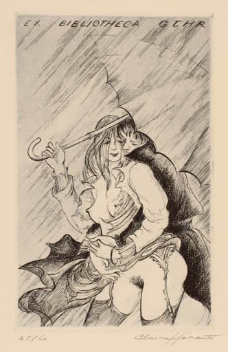 Exlibris by Claire Henault from France for G T H R Bibliotheca - Erotica 