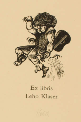 Exlibris by Karl Georg Hirsch from Germany for Leho Klaser - Dancing Man Music 