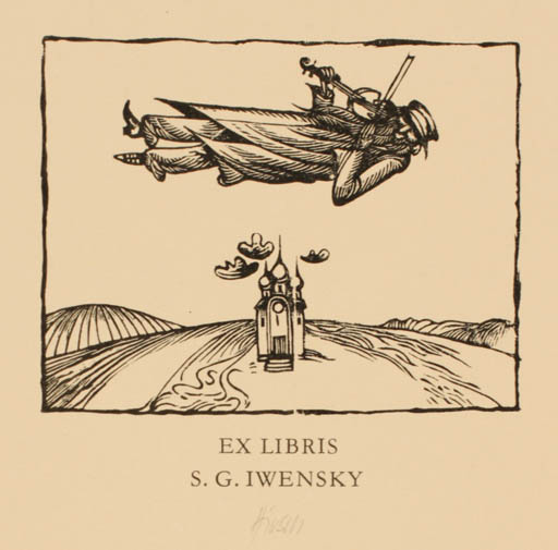 Exlibris by Karl Georg Hirsch from Germany for S.G. Iwensky - Church Man Music 