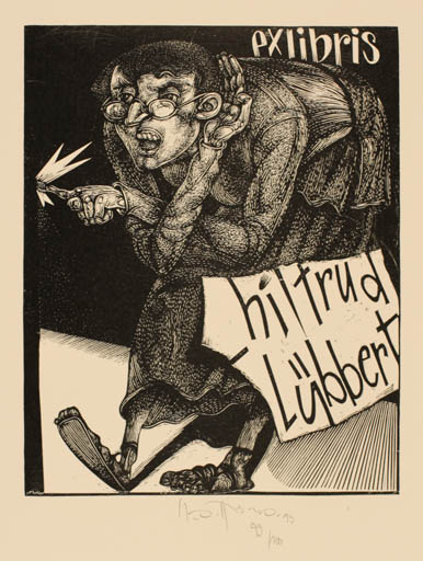 Exlibris by Karl Georg Hirsch from Germany for Hiltrud Lübbert - Man Portrait 