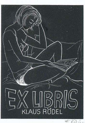 Exlibris by Fritz Kühn from Germany for Klaus Rödel - Book Woman 