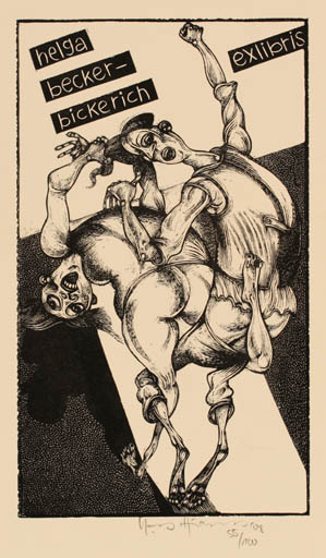 Exlibris by Karl Georg Hirsch from Germany for Helga  Becker-Bickerich - Erotica 