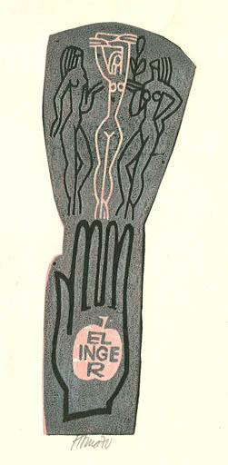 Exlibris by Miroslav Houra from Czechoslovakia for Inge Rödel - Hand(s) Woman 