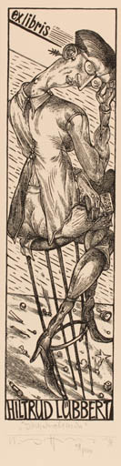 Exlibris by Karl Georg Hirsch from Germany for Hiltrud Lübbert - Woman 