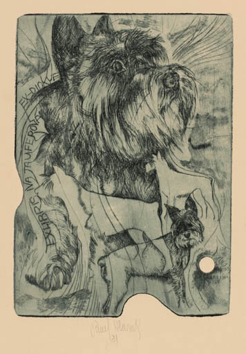 Exlibris by Pavel Hlavaty from Czechoslovakia for naja Ufegova - Dog 