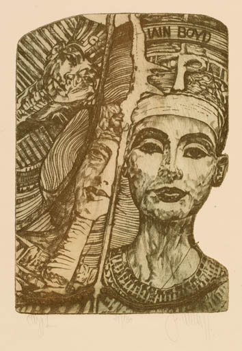 Exlibris by Pavel Hlavaty from Czechoslovakia for Iain Boyd - Portrait Egypt 