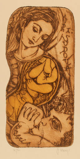 Exlibris by Pavel Hlavaty from Czechoslovakia for Mudr. Ilona Sudova - Child Woman 