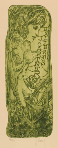 Exlibris by Pavel Hlavaty from Czechoslovakia for John Gartner - Woman 