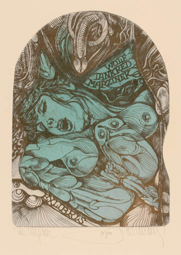 Exlibris by Pavel Hlavaty from Czechoslovakia for Wolf Tankred Marzinek - Erotica 