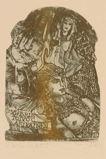 Exlibris by Pavel Hlavaty from Czechoslovakia for Toivo Asikainen - Portrait Theater/Cirkus Egypt 