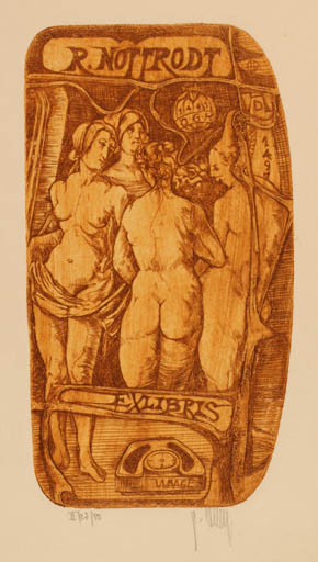 Exlibris by Pavel Hlavaty from Czechoslovakia for R. Nottrodt - Group Woman 