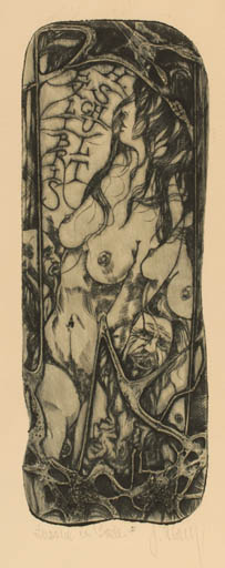 Exlibris by Pavel Hlavaty from Czechoslovakia for H. Sghult - Woman Nude 