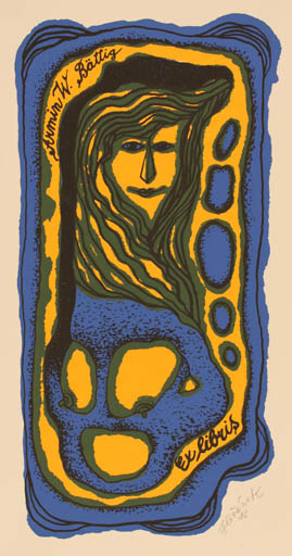 Exlibris by Jaroslav Horanek from Czechoslovakia for Armin W. Bättig - Woman Portrait 