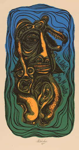 Exlibris by Jaroslav Horanek from Czechoslovakia for Jan Mauler - Surrealism 