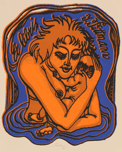 Exlibris by Jaroslav Horanek from Czechoslovakia for J. Pittmann - Child Woman 