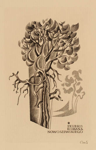 Exlibris by Wojciech Jakubowski from Poland for Romana Nowoszewskiego - Tree 