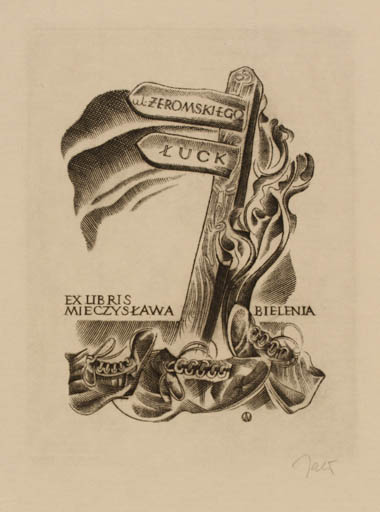 Exlibris by Wojciech Jakubowski from Poland for Mieczyslaw Bielen - 