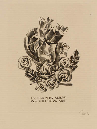 Exlibris by Wojciech Jakubowski from Poland for Dr. Anny Woiciechowskiej - Flower Book 