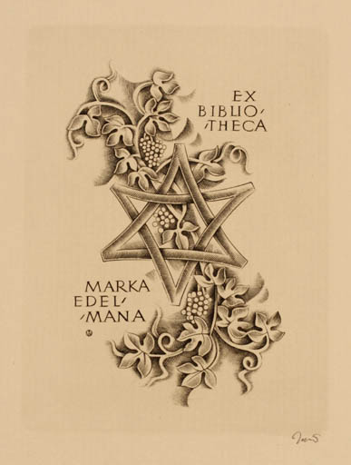 Exlibris by Wojciech Jakubowski from Poland for Marka Edel  Mana - Wine 