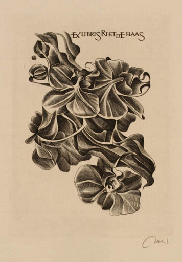 Exlibris by Wojciech Jakubowski from Poland for Riet De Haas - Flower 