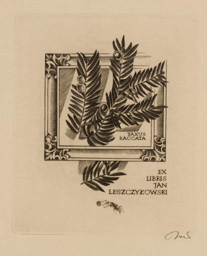 Exlibris by Wojciech Jakubowski from Poland for Jan Leszczykowski - Flora 