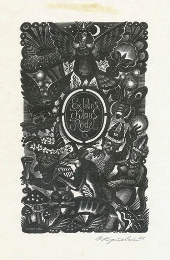 Exlibris by V. Kortovich from Russia for Klaus Rödel - Fairytale/fable 