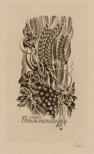 Exlibris by Wojciech Jakubowski from Poland for Ottmar Premstaller - Flora Fruit Wine 