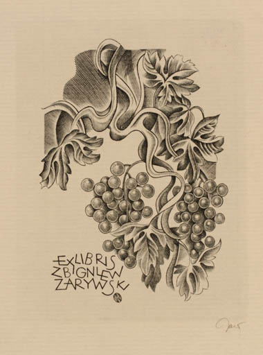 Exlibris by Wojciech Jakubowski from Poland for Zbigniewa Zarywskiego - Wine 