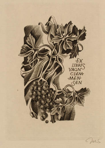 Exlibris by Wojciech Jakubowski from Poland for Vagn Åge Clemmensen - Wine 