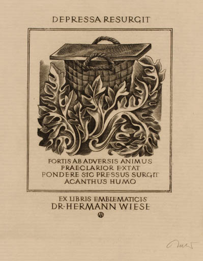 Exlibris by Wojciech Jakubowski from Poland for Dr. Hermann Wiese - Flora 